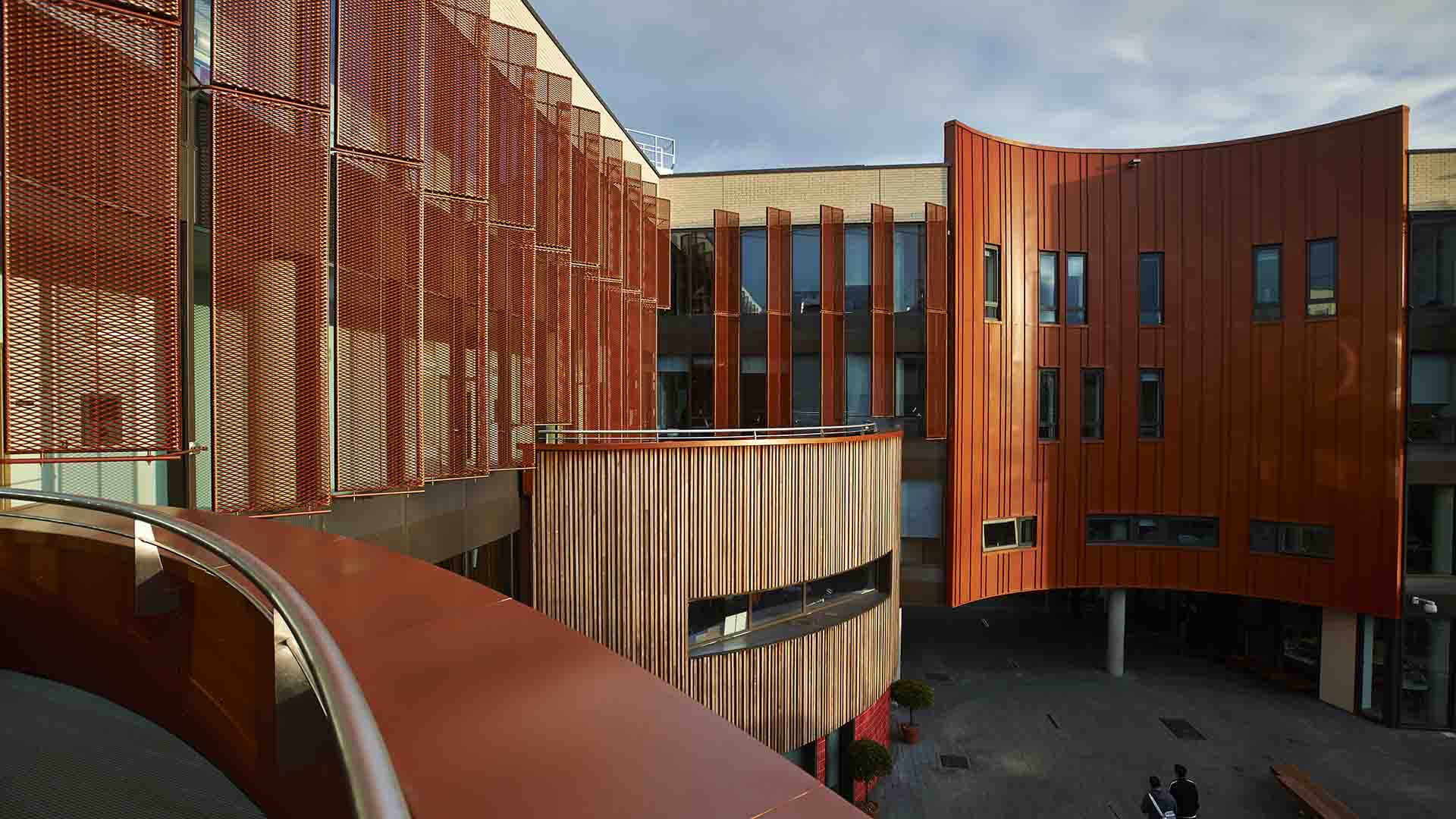 Buildings surrounding the central courtyard on ARU's Cambridge campus
