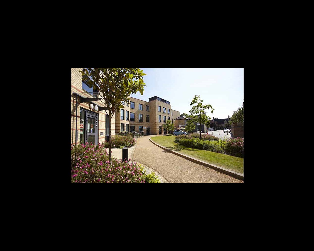 A photo of the exterior of Cambridge's CB1 accommodation on a sunny day