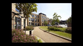 A photo of the exterior of Cambridge's CB1 accommodation on a sunny day