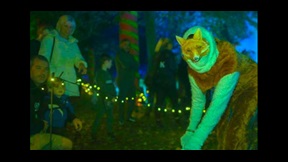 Actor in fox costume with audience watching