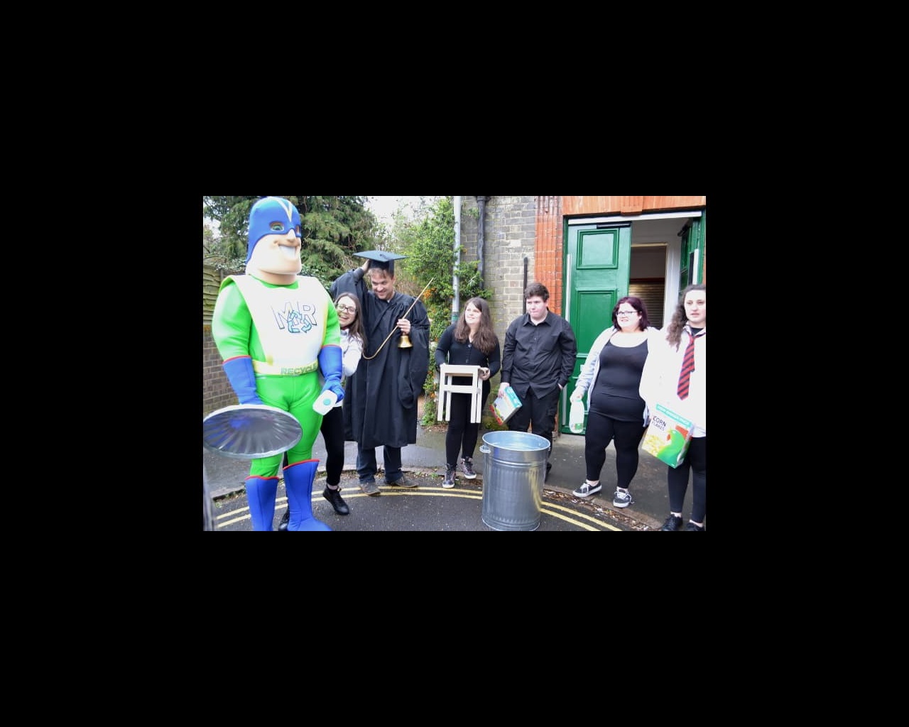 Student actors and crew from the Anglia Ruskin Comunity Theatre project 'Michael Recycles'