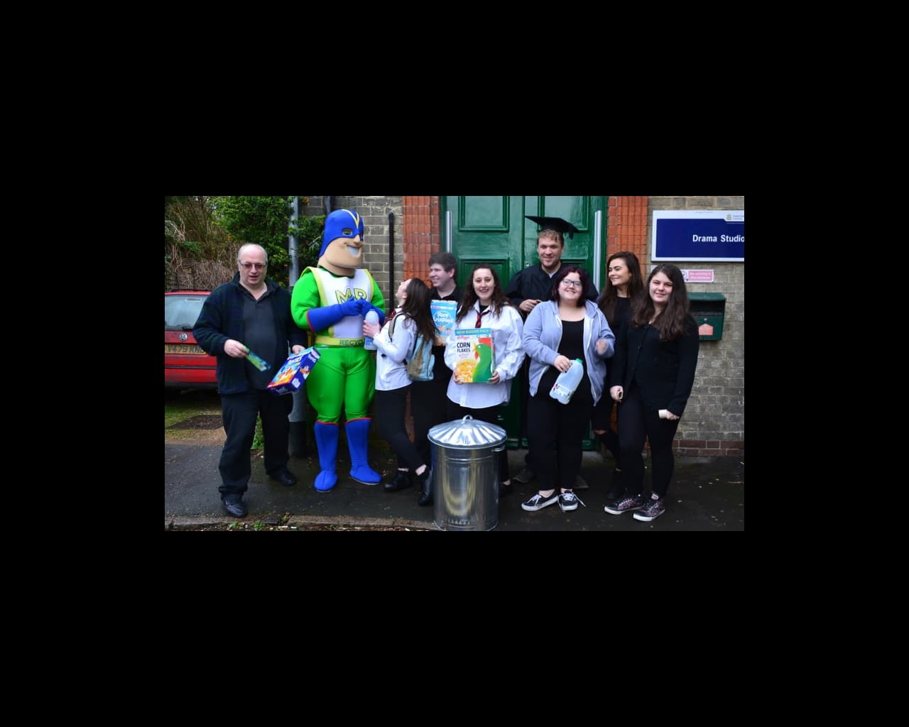 Student actors and crew from the Anglia Ruskin Comunity Theatre project 'Michael Recycles'