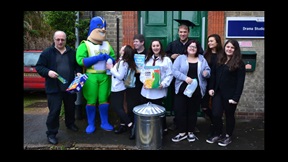 Student actors and crew from the Anglia Ruskin Comunity Theatre project 'Michael Recycles'