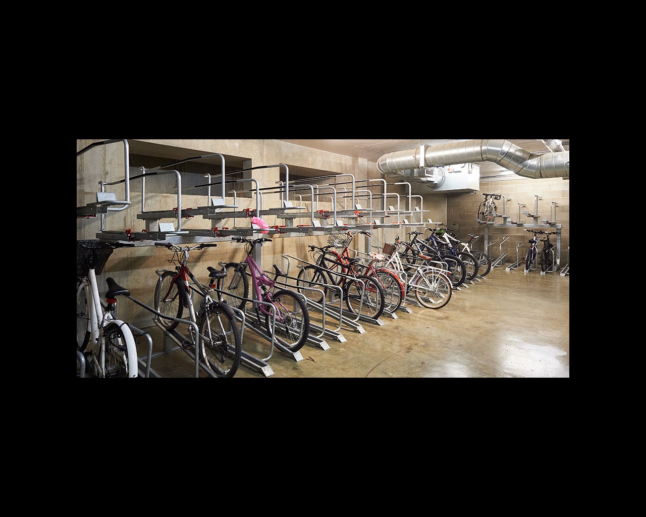 Bicycles in a secure storage area