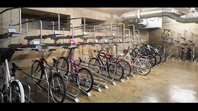 Bicycles in a secure storage area