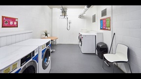 Laundry room with four washing machines