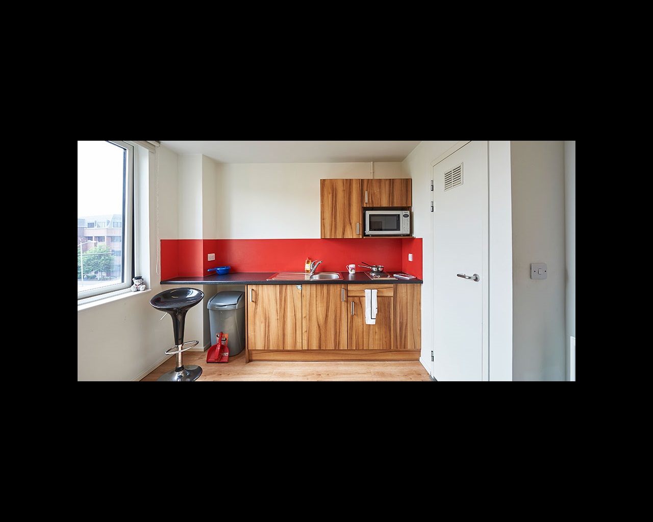 Kitchenette areas in a studio apartment