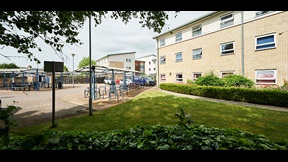 Bicycle storage outside Sedley Court building