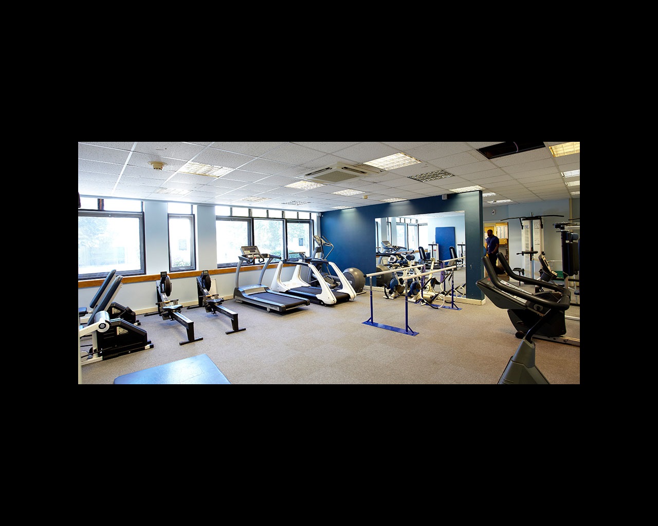 Gym with exercise equipment